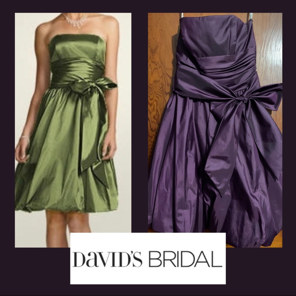 David’s Bridal Strapless Purple Bubble Skirt Sz 8